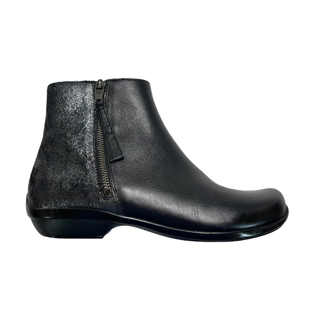 Dansko Black Ankle Booties with Side Zipper, Otis, 38, 7.5